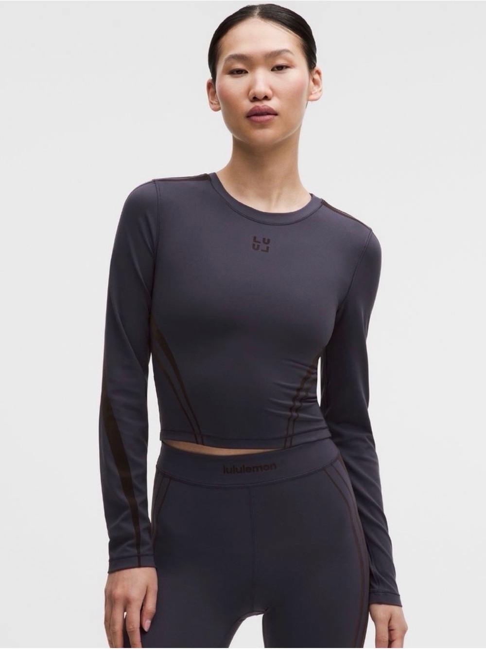 Lululemon Wunder Train Cropped Long Sleeve *Flocked Atmospheric Purple Size 4